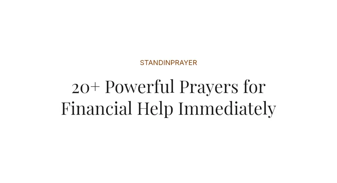 20+ Powerful Prayers for Financial Help Immediately